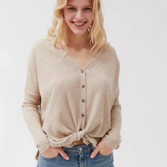 Out From Under Tops - Out From Under Jojo Oversized Thermal Button-Front Top Medium